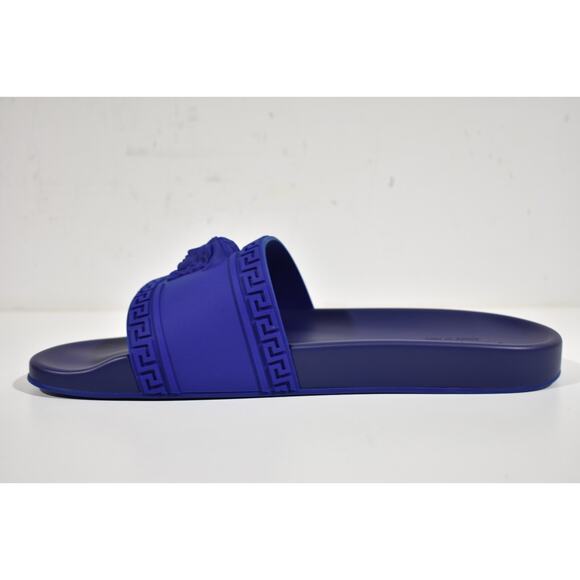 Versace Medusa Palazzo Blue Rubber Logo Slide Pool Sandal Flip Flop Flat 42 9 - Picture 9 of 12